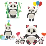 Um grupo dos pandas bonitos