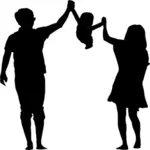 Parents with child silhouette