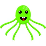 Vector illustration of green smiling octopus