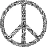 Peace-tecken med ordet '' fred ''