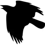 Silueta vektorový obrázek vrány letí nahoru