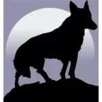 Wolf siluett framför månen vektorbild