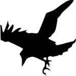 Crow flying down vector illustration