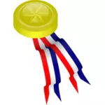 Vektorbild guld medaljong med rött, blått och vitt band