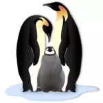Pingvin familj i färg illustration