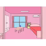 Vector drawing of pink room viewed from door