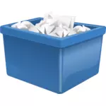 Blaue Kunststoff-Box, gefüllt mit Papier Vektorgrafik