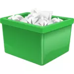 Зеленый пластиковый ящик, наполненный бумаги векторные картинки