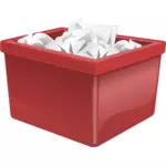 קופסת פלסטיק אדום מלא עם נייר וקטור אוסף
