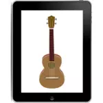Tablet PC: n med gitarr å det vektor ClipArt
