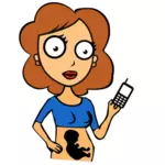 Mujer embarazada con móvil