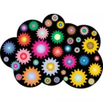 Nuvem prismático com engrenagens coloridas
