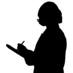 Grafica vettoriale silhouette di una donna fare un audit