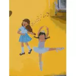 Desenho vetorial meninas-mural de balé