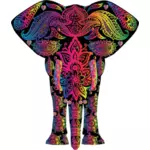 彩虹花图案大象