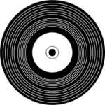Vector de desen de vinil record în alb-negru