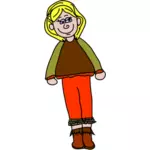 Vector illustration of smiling blonde housewife.