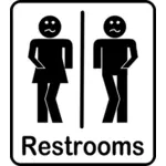 Vector clip art of comic black male and female rectangular toilet signs