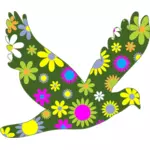 Retro květinové pták kresba