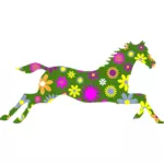 Blommig galopperande häst