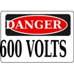Опасность 600 Вольт знак векторное изображение