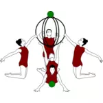 Векторное изображение художественной гимнастики с луками и мяч