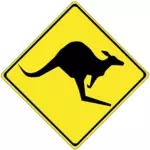 Kangaroo on road caution sign vector image