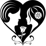 Векторная иллюстрация черного сердца Валентина