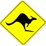Kangourou sur attention route signe des graphiques vectoriels