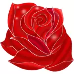 咲く豊かな赤いバラのイラスト