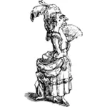 Mann-wie Dame im langen Kleid Karikatur Vektorgrafik