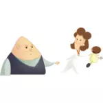 Desene animate comice ilustrare dintr-o familie cu un copil