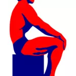 Vector illustration of sitting red and blue bodybuilder man
