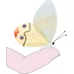 Vlinder aan een vingertop vector tekening