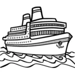 Line art vector drawing of large cruise ship