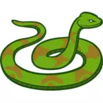 Yeşil ve kahverengi renk yılan line art vektör çizim