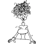 Caricatura de uma secretária com óculos