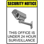 24hr видеонаблюдения безопасности предупреждение этикетки векторные иллюстрации