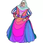 אישה מבוגרת בשמלה צבעוני