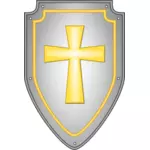 Shiny religious cross shield vector image