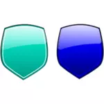 Groene en blauwe schilden vector afbeelding