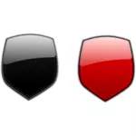 Negru şi roşu scuturi vector desen