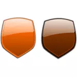 Orange and brown shields vector clip art