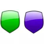 Green and blue shiny shields vector image