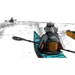 Kayakers verkennen vector afbeelding