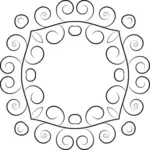 Vector tekening van bloeien ronde frame