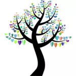 עץ עם לבבות צבעוניים