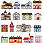 रंगीन मकानों के सेट के वेक्टर छवि