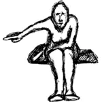 Vector de desen de femeie stând şi arătând schita