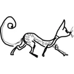 Притаившийся кошка, рисование в черно-белом